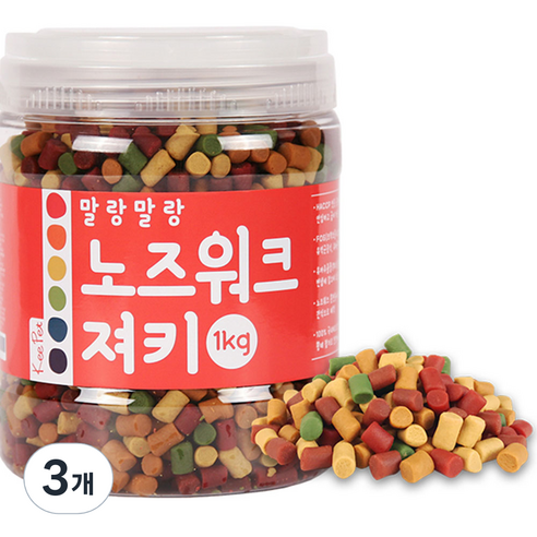 킵펫 말랑말랑 노즈워크 져키 강아지 간식 1kg, 혼합맛, 3개