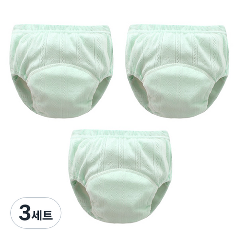 조이멀티 아동용 펀칭 단색파스텔 배변훈련팬티, 그린, 3세트