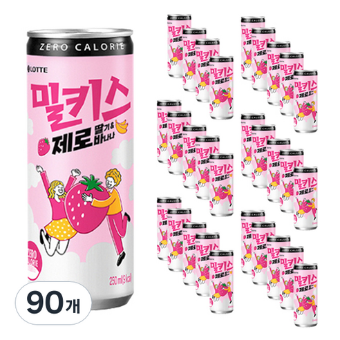 밀키스 제로 딸기바나나, 250ml, 90개