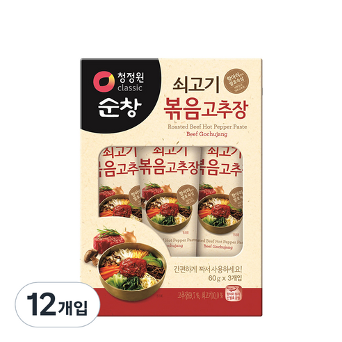 청정원순창 쇠고기 볶음 고추장, 60g, 12개