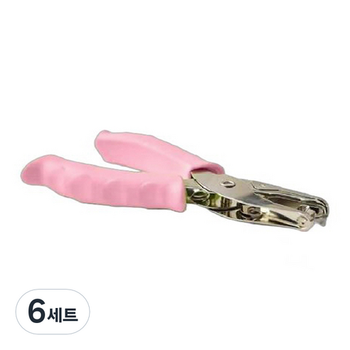 마다꾸미 컬러 핸드 1공 펀치 6mm, 핑크, 6세트