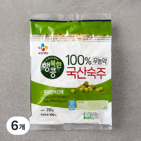 행복한콩 국내산 숙주, 250g, 6개