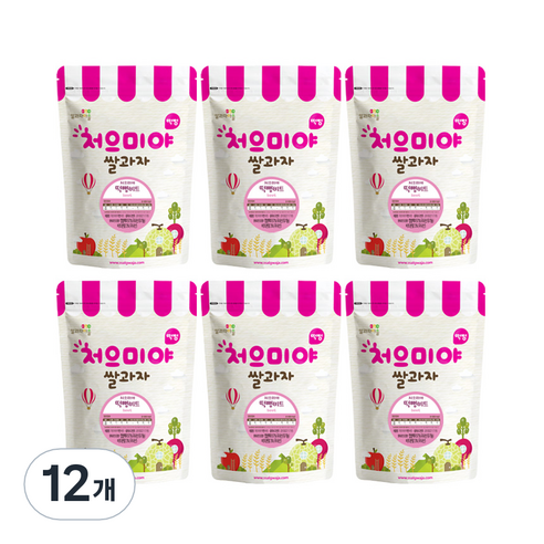 쌀과자마을 처으미야 떡뻥 과자, 비트, 40g, 12개