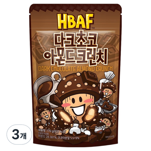 바프 다크초코 아몬드 크런치, 3개, 170g