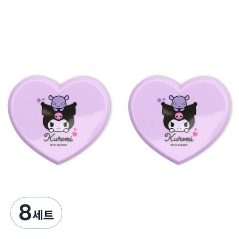 케이제이잡화점 하트 빗 + 거울 세트, 쿠로미 퍼플, 8세트