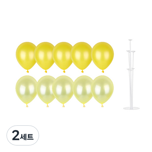 파티쇼 풍선꽂이장식세트 70cm, 옐로우파티, 2세트