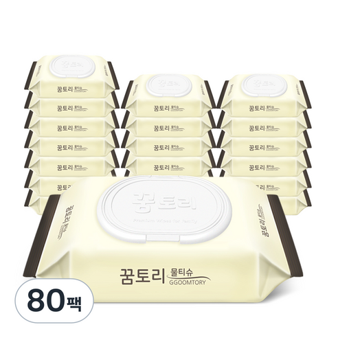꿈토리물티슈 도톰한 나비의꿈 캡형, 60매입, 80팩
