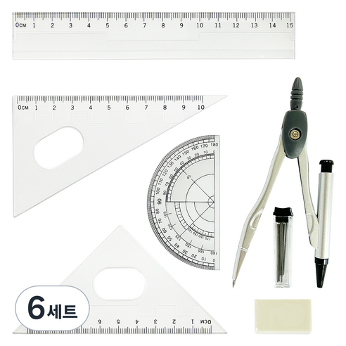 바코젤 제도용 컴퍼스 + 각도기 세트, 6세트