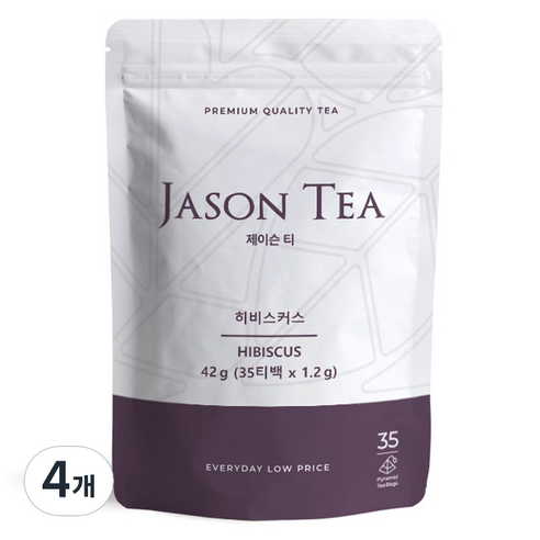 제이슨티 히비스커스 피라밋티백 파우치, 1.2g, 4개, 35개입