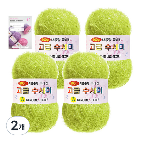 야나 대용량 수세미 100g x 4p + C 인쇄도안 8종 세트, 116 옐로우그린, 2개