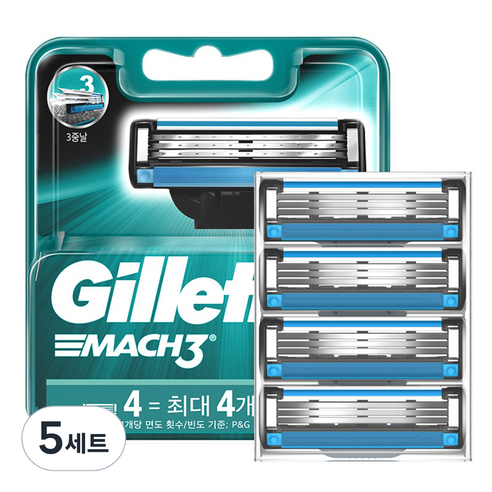 질레트 마하3 오리지날 면도날, 4개입, 5세트