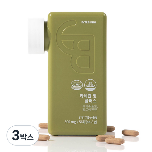 에버비키니 녹차카테킨 + 알로에 2중복합기능성 카테킨 정 플러스 44.8g, 56정, 3박스