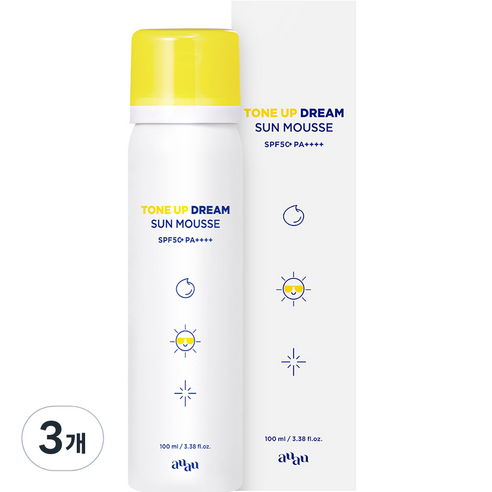 아유아유 톤업드림 선무스 SPF50+ PA++++, 100ml, 3개