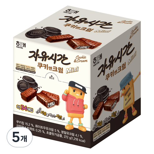 자유시간 미니 쿠키앤크림, 272g, 5개