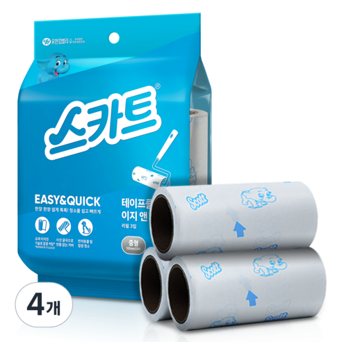 유한킴벌리 스카트 테이프클리너 이지앤퀵 리필 3입, 4개