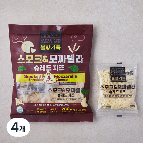 스모크 & 모짜렐라 슈레드 치즈, 70g, 4개입, 4개