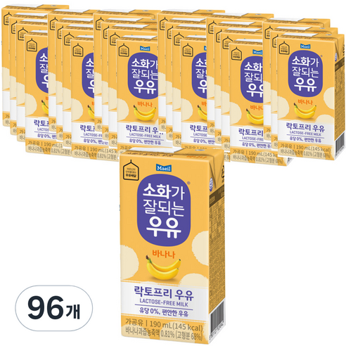 소화가잘되는우유 바나나, 190ml, 96개