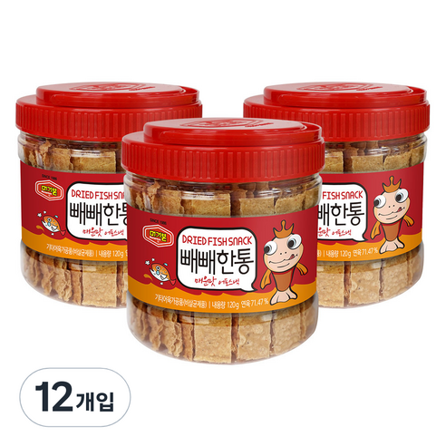 머거본 빼빼한통 매운맛 어포스낵, 120g, 12개