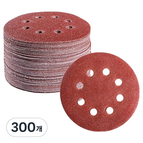 OON 원형 사포 샌딩 페이퍼 8홀 120방 125mm, 300개