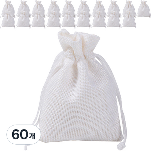 마켓감성 린넨 끈주머니 15 x 20, 60개, 화이트