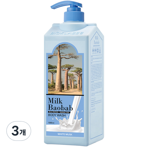 밀크바오밥 대용량 바디워시 화이트머스크향, 1000ml, 3개