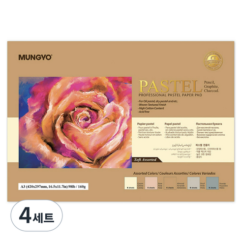 문교 파스텔 전용지 160g 소프트색 5종 x 4p 세트, A3, 4세트, 20매