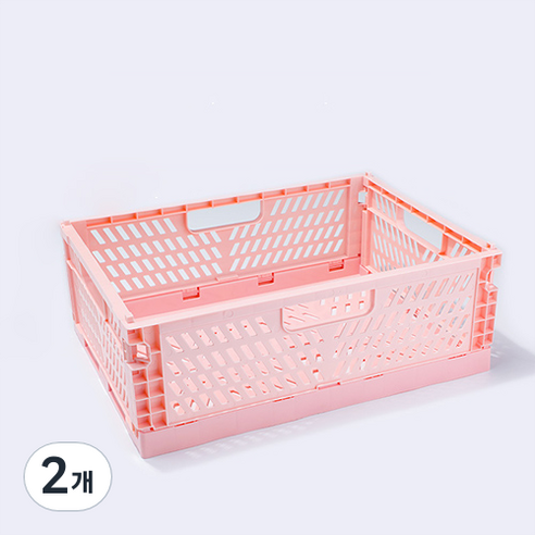 다용도 수납 정리함 폴딩 박스 XL, 핑크, 2개
