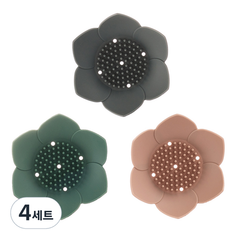 플라이토 실리콘 플라워 비누받침 3종 세트, 혼합색상, 4세트