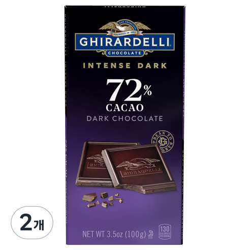 기라델리 인텐스다크 초콜릿 바 72%, 100g, 2개