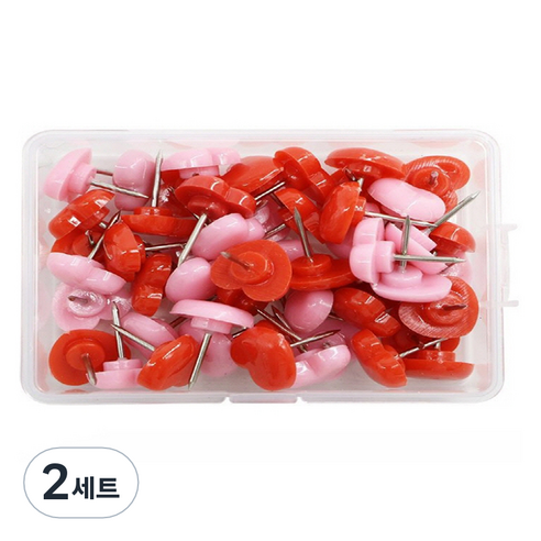 문구담 귀여운 하트모양 압정 50p 세트 핑크레드, 2세트