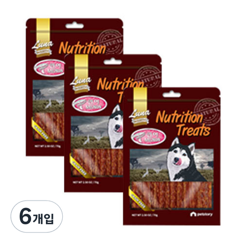 루나 홀리스틱 뉴트리션 트리츠 강아지 간식 20p, 연어져키, 70g, 6개