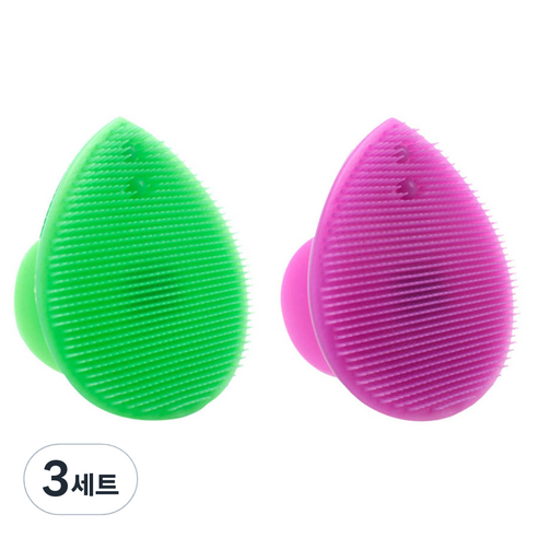 피부사랑 실리콘 클렌징 패드 2p 세트, 그린, 퍼플, 3세트