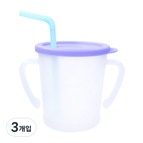 아가프라 매직빨대컵 300ml, 3개, 바이올렛