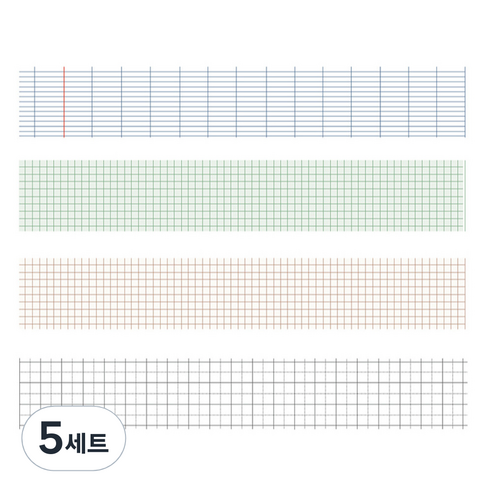 마켓A 플레이드 종이 마스킹테이프 2cm x 2m 4종 세트, TYPE5, 5세트
