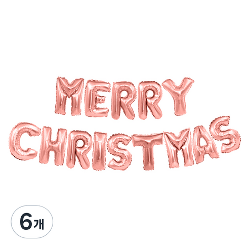 MERRY CHRISTMAS 풍선 소, 로즈골드, 6개