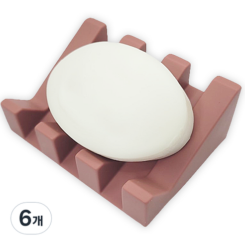 바코젤 논슬립 실리콘 비누받침, 핑크, 6개