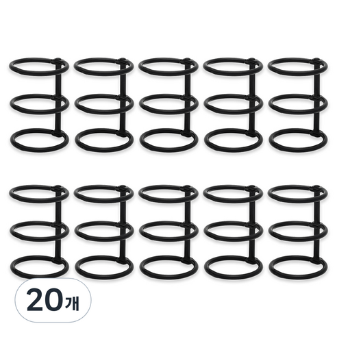 코히모 3공 다꾸 메탈 바인더링 25mm 4W139, 블랙, 20개