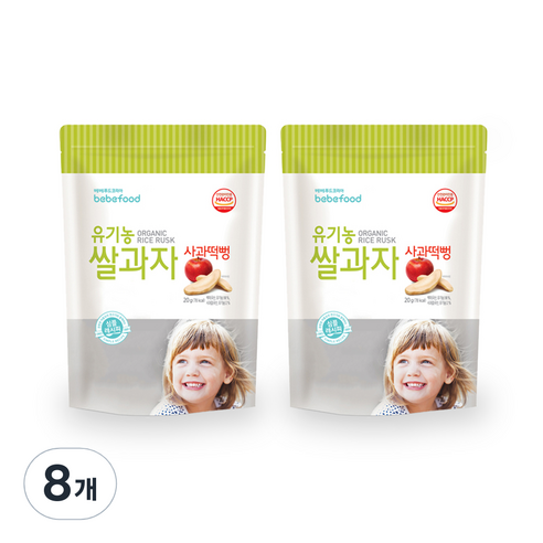 베베푸드 유기농 쌀과자 떡뻥 20g, 사과, 8개