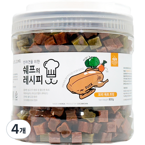 펫슐랭 반려견을 위한 쉐프의 레시피 트릿, 오리육포, 800g, 4개
