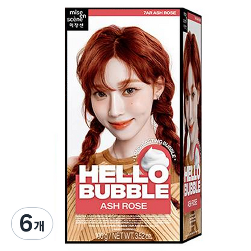 미쟝센 헬로 버블 염색제, 7AR 애쉬로즈, 6개