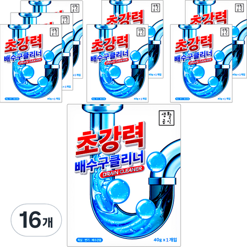 생활공식 초강력 배수구 클리너, 40g, 16개