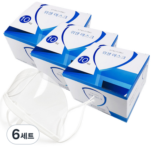 스토리빙 요리사 주방 시식 위생 마스크, 30개입, 6세트, 화이트