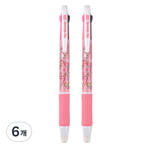 산리오 지워지는 마이멜로디 3색 볼펜 0.7mm, 핑크, 6개