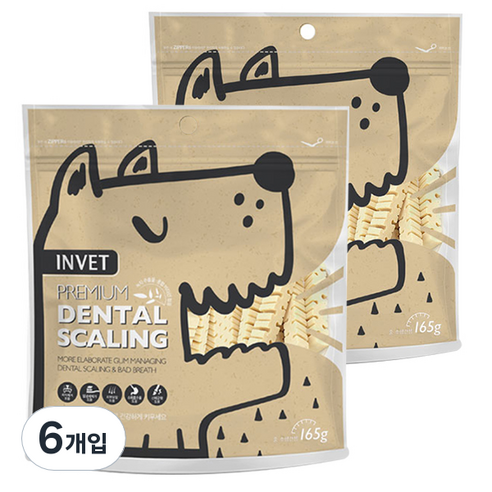 인벳 프리미엄 덴탈 스케일링 강아지 껌 165g, 칼슘, 6개입