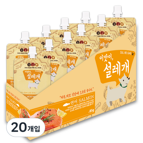 설레개 짜먹는 강아지간식 85g, 연어맛, 20개입