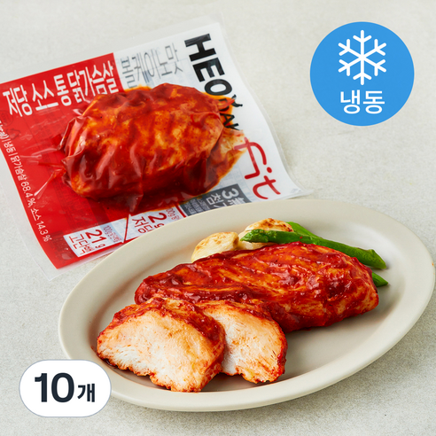 허닭 FIT 저당 소스 통 닭가슴살 볼케이노맛 (냉동), 100g, 1개입, 10개