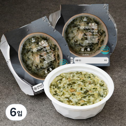 섬죽 초록눈 바지락미역죽, 300g, 6입