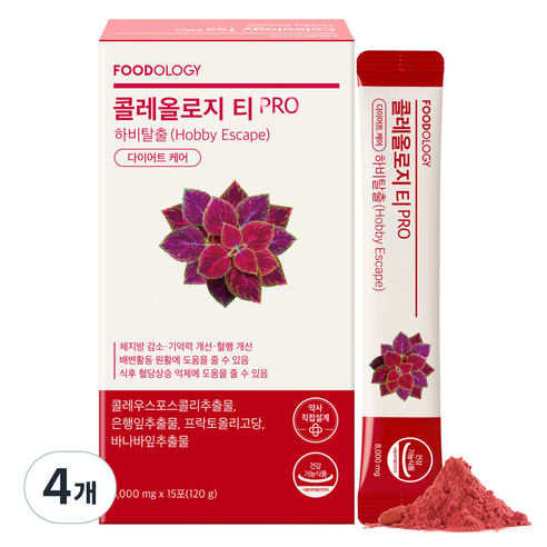 푸드올로지 콜레올로지 티 프로 하비탈출 다이어트케어, 4개, 120g