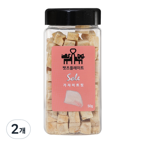 펫츠플레이트 반려동물 동결건조 트릿 간식, 가자미맛, 50g, 2개