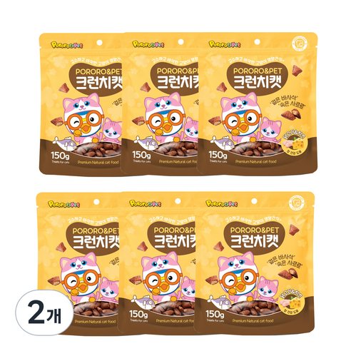 뽀로로펫 고양이 간식 크런치캣 150g x 6p, 닭고기 + 치즈 혼합맛, 900g, 2개